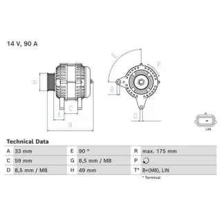 Bosch Lichtmaschine 90A Dacia Renault 0986085170