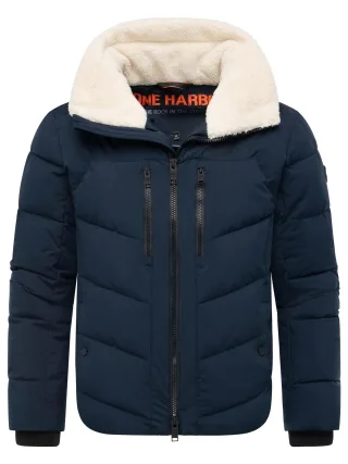 Stone Harbour Herren Steppjacke Ansello mit Teddyfleece-Kragen & Fleecefutter