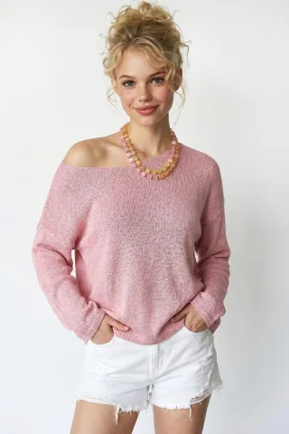 Bootsausschnitt-Strickpullover