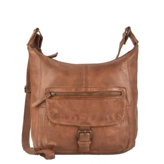 Schultertasche Damen viele Fächer Leder cognac 30x27cm | Bear Design Anna. Ein funktionaler Organizer für einen strukturierten Alltag und Freizeit.