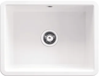 Neuesbad 1-Becken Keramikspüle ohne Abtropffläche, Weiß, 430X557X220 mit Zubehör NB1DEZCU610C1