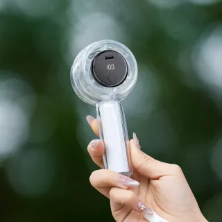 100 Levels Portable Handheld Fan with LED Colorful Light USB Rechargeable Transparent High Speed Cooling Fan Small Mini