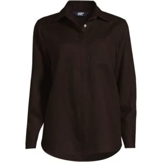 Premium Reinleinen-Bluse, Damen,  Braun, Leinen, by Lands' End