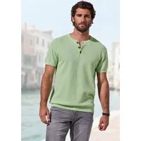 John Devin Henleyshirt - sommerliches Strickshirt mit modischem Rundhals Kleine Knopfleiste mit kontrastfarbenen Knöpfen