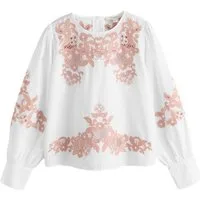 LAURA ASHLEY Hemdbluse Laura Ashley Bestickte, langärmelige Bluse (1-tlg)