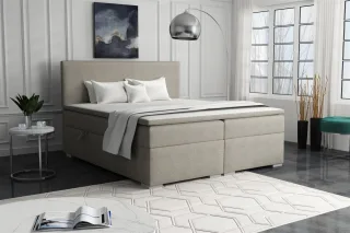 Boxspringbett Schlafzimmerbett SOREL 140x200cm Stoff Aragon Cappuccino