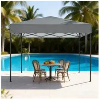 FIVMEN Partyzelt Pop Up Faltbar 3x3m für Garten Winterfest Faltpavillon Stahlrahmen, UV Schutz Camping Party, Hochzeit Höhe Verstellbar 240-260cm