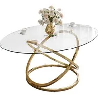 Lookway Couchtisch BELLE Sofatisch mit Glasplatte und goldener Basis (1x Couchtisch), Breite: 122 cm