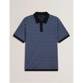 Herren Ted Baker Geo Regular Fit Polo-Shirt in Marineblau