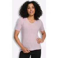 Sieh an! Strickpullover V-Pullover Kurzarm Rippoptik