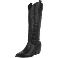 Ital-Design Elegante Damen-Stiefel mit hohem Schaft und bequemem Absatz Westernstiefel (89937977) Blockabsatz Stiefel in Schwarz