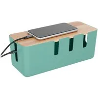 relaxdays Kabelbox mit Holzdeckel, Mint