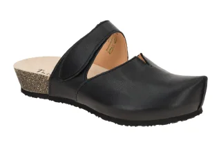 Think Damen Pantoletten KESSY Schwarz Bequem Echtleder Fu?bett Keilabsatz