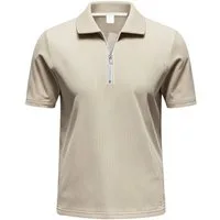 Allthemen Poloshirt mit Cord-Struktur Halbzip Kurzarmshirt