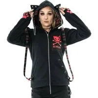 Bye Bye Kitty Kapuzensweatshirt Trinity Hood Kawaii Goth Punk Tartan Ohren Hoodie