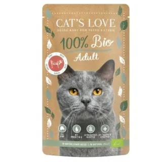 CAT'S LOVE Bio Nassfutter Katze Adult in Gelee Rind 24x100 g