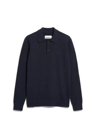 Armedangels - KNIT LONGSLEEVE POLOSHIRT night sky - Gr. - L