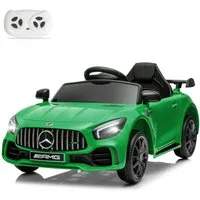 LALAHO Elektro-Kinderauto Elektroauto Kinderauto Benz Mercedes AMG GTR, 2,4G Fernbedienung, 12V,4.5 Ah, Fernsteuerung 2,4GHz,2 x35W Motors,Bluetooth,Musik,USB