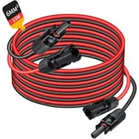 Rhein Beleuchtung Solarmodul Solarkabel, Verlängerungskabel mit Solarstecker (rot/schwarz, 6 mm), 0 W, Hochreiner Kupferkern und PPE-Material, (Set, 1-St., Geeignet für den Innen- und Außenbereich), IP67 wasserdicht, alterungsbeständig, für Solarmodu