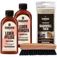 Schrader Anzugschuhe Lederpflegeset - 4-teilig - mit Pflegemitteln Lederreiniger (zur Schuhpflege von Lederschuhen - Made in Germany)