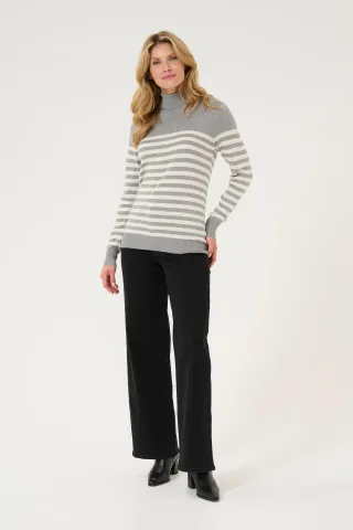 Strickpullover Slim fit grey white