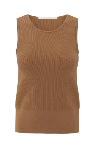 Yaya - Geripptes Tanktop braun - Gr. - L