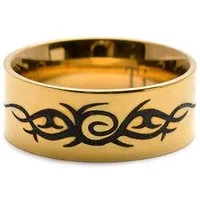 Kingka Fingerring "Tribal Tattoo" Ring aus Titan mit Laser Design