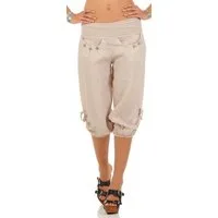 malito more than fashion Caprihose malito Damen Capri Hose aus Leinen, Stoffhose in Unifarben, Freizeit 3/4 Leinenhose