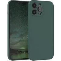 EAZY CASE Handyhülle für Apple iPhone 13 Pro Max Hülle Silikon 6,7 Zoll, Silikon Schutzhülle mit Kameraschutz kratzfest bumper Grün / Nachtgrün