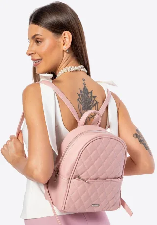 Wittchen Damenrucksack aus Kunstleder mit Ziernähten, Rosa, Öko-Leder