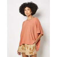 Apricot Fledermausshirt Waffelstrick-Tunika mit strukturierter Oberfläche