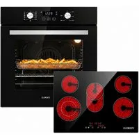 KB Elements Backofen-Set Einbaubackofen 60 cm mit 5-Zonen Glaskeramik Kochfeld 77 cm, Steam Clean, Air Fry, Steam Clean, Circle Fan Heater, 5 Kochzonen