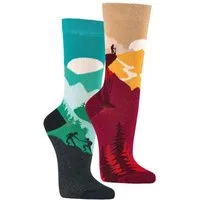 Wowerat Freizeitsocken 2 Paar Fun Socken, Spaß Socken, Bergglück Motive, für Damen & Herren