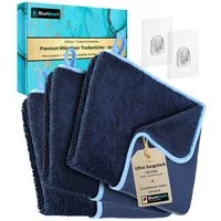 Blumbach Trockentuch Dusche & Auto 700 GSM, Mikrofasertuch (40x40 cm, 2er oder 3er Set inkl. 2 Klebehaken, 3-tlg., Microfaser Trockentuch Auto, Inkl. 2 Klebehaken, Fast Dry Microfaser Putztuch)