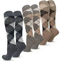 normani Kniestrümpfe 3 Paar Alpakakniestrümpfe Karo-Design (3 Paar) weicher Gummibund