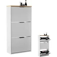 Planetmöbel Schuhschrank STIVIO Schuhschrank 3 Klappen (Schuhschrank für Flur & Garderobe, Wandmontage oder stehend) passend für 12-16 Paar Schuhe
