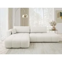 MIRJAN24 Ecksofa Fetrinu O Boucle, mit Schlaffunktion und Bettkasten, Kissen-Set, 262x145x82 cm