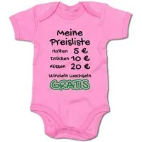 G-graphics Kurzarmbody Meine Preisliste – Halten, Drücken, Küssen, Windeln wechseln Baby Body mit Spruch / Motiv / Aufdruck • zur Geburt / Babyparty