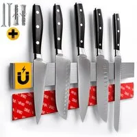 Sidorenko Wand-Magnet Messer-Leiste Magnetleiste Messer 40cm - selbstklebend mit 3M VHB Klebeband (1tlg), Messerleiste Edelstahl für Küchenutensilien ohne Bohren