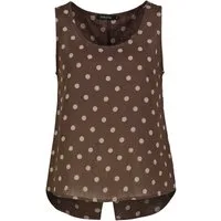 SUBLEVEL Trägertop Damen Blusentop aus Leinen-Mix Polka-Dot-Design, dekorative Knopfleiste hinten