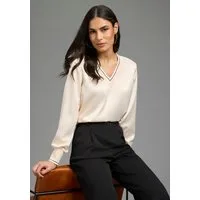 Laura Scott Satinbluse Langarm mit Rippbündchen, figurumspielende Passform
