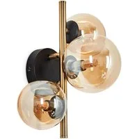 hofstein Wandleuchte »Isorella« Wandlampe aus Metall/Glas in Schwarz/Messing/Bernstein, ohne Leuchtmittel, 3000 Kelvin, Leuchte Schirmen aus Echtglas im Retro/Vintage Design, Ø10/12cm, 3xG9