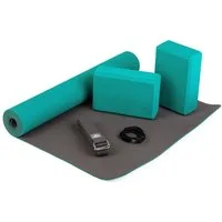 bodhi Yogamatte Yoga Set FLOW Yogamatte mit Block & Gurt petrol
