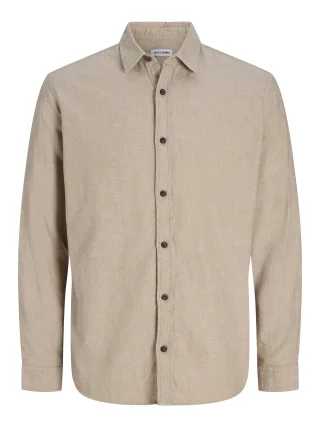 JACK&JONES - JJECLASSIC MELANGE SHIRT L/S NOOS Oatmeal - Gr. - M