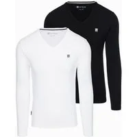 OMBRE Longsleeve 2er-Pack Herren Longsleeves mit V-Ausschnitt