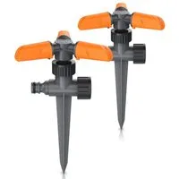 Brandson Kreisregner Garten Sprinkler, 360° Rasensprenger, 3 Arm Rasensnsprikler rotierend, für Flächen bis 80 m², 21 cm lang, (Spar-Set, 2-St., 2er Set), 15 Strahldüsen, 10 m Reichweite, bis 80 m² Fläche, Gardena kompatibel