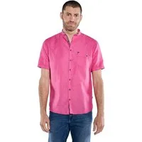 Engbers Kurzarmhemd Herren Kurzarm-Hemd mit Leinenanteil, Pink