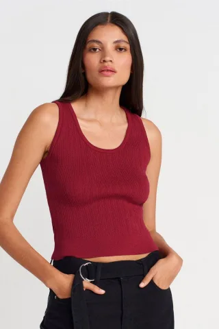 Rippenshirt Ärmellos Slim-Fit Bluse