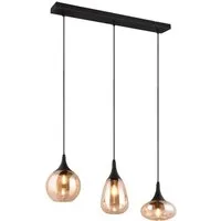 TRIO Leuchten LED Pendelleuchte, Dimmfunktion, LED wechselbar, warmweiß, 3x Glas Lampenschirm Amber über-n Esstisch Kücheninsel hängend B: 70cm