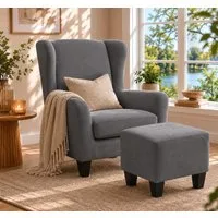OTTO home Ohrensessel CHILLY, Microfaser-Bezug, Sessel mit Hocker (Set, 2-St., bestehend aus Sessel und Hocker), Unser Dauertiefpreis
